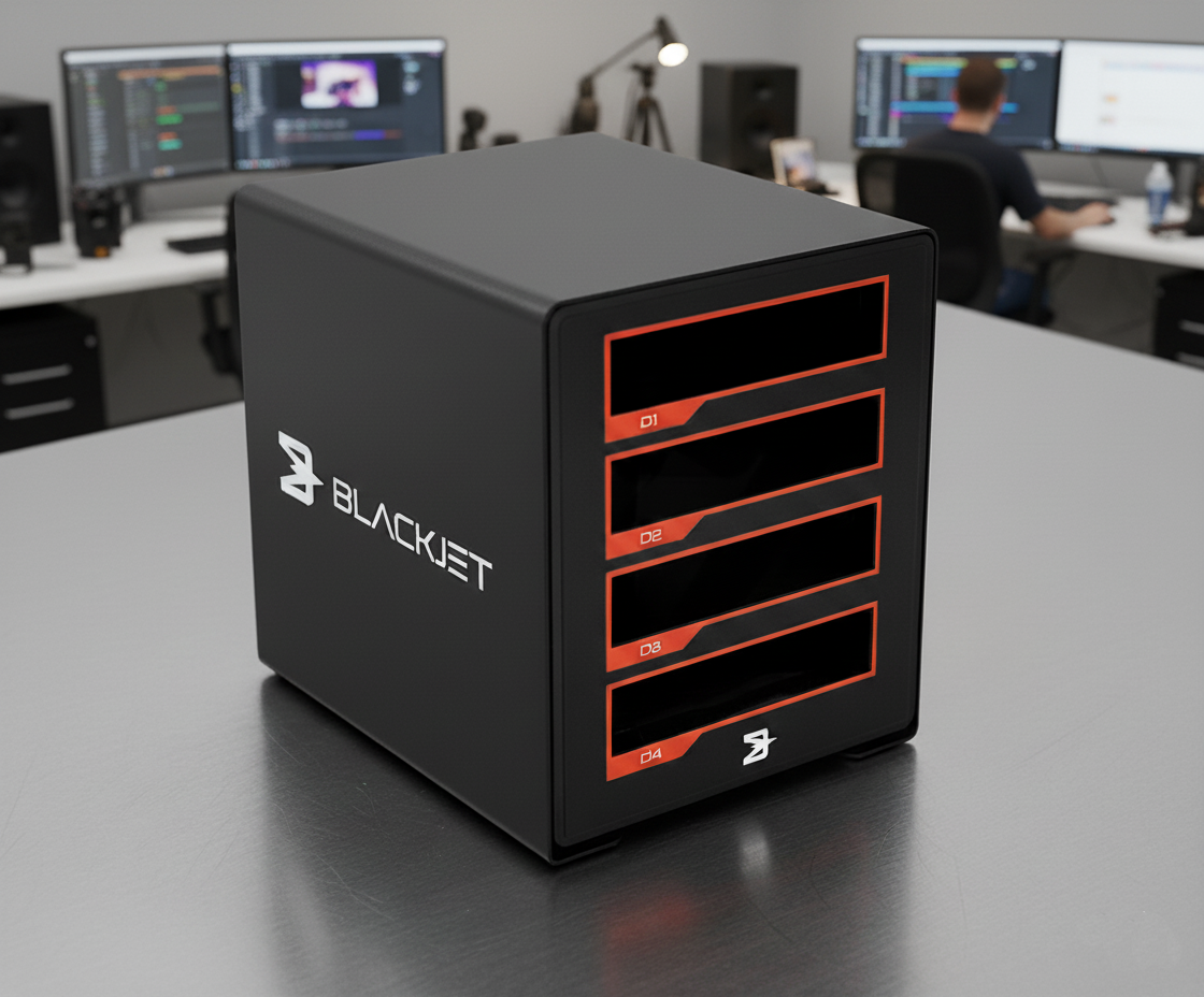 BLACKJET TX-4DS 4-Bay Thunderbolt 3 Docking System – blackjet-usa
